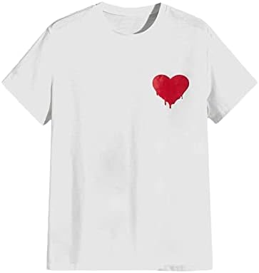 Floerns Мъжки Ежедневни Тениска с къс ръкав и принтом във формата на Сърце, Тениска с кръгло деколте