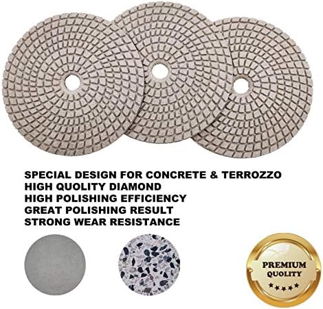 (3ШТ) 125 mm/5 Професионални Мокри и сухи Диамантени полиращи площадки за бетон, терраццо, Камъни - Premium качество (Обяснения 400 # х3шт)