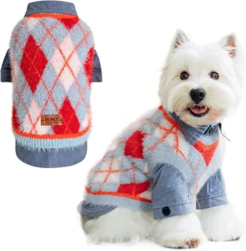 Пуловер за кучета - Класически Клетчатая Hoody за домашни любимци, Есенно-Зимно Палто за кучета в стил Мозайка,