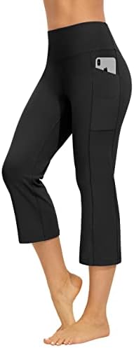 Дамски панталони за йога AFITNE Пълна дължина/Капри с изрези за йога с джобове, Разкроена Спортни Панталони