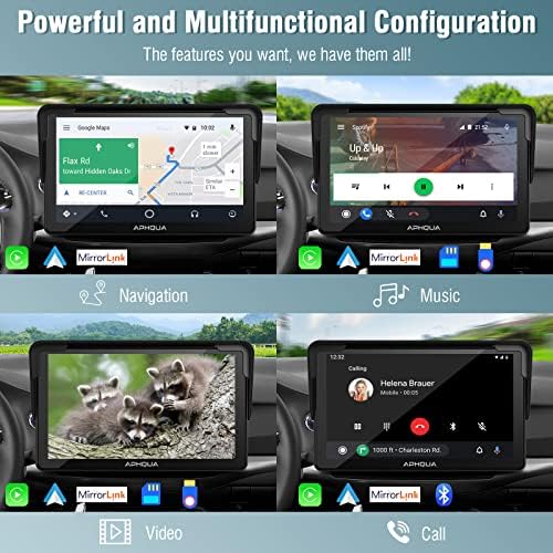 Най-новата портативна Безжична автомагнитола APHQUA A3 от Apple CarPlay и Android Auto с подвижни сенника, 7-инчов