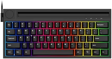 Безжична ръчна клавиатура YUNZII Ajazz K620T с Вграден държач за телефон на стойка с 61 клавиша, RGB подсветка,