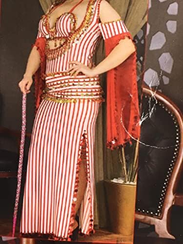Ръчно бродирана костюм за танц на корема, включително рокля, сутиен и бедрата шал, جلابية رقص شرقي