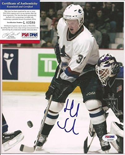 Хенрик Sedin Подписа Снимка 8x10 с автограф на PSA DNA COA Ванкувър Канъкс d - Снимки на НХЛ с автограф
