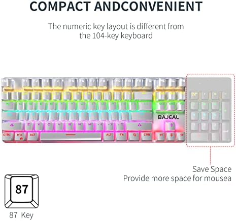 Жичен Механична Клавиатура BAJEAL с RGB подсветка Teclado с Възможност за гореща замяна Сини Стрелки за игра