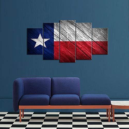 iKnow FOTO 5 Големи Панелни Отпечатъци върху Платно с Флага на щата Тексас, с монтиран на стената Арт Декор
