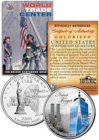 Световният търговски център * 14-та годишнина на * 11 септември Тримесечие на щата Ню Йорк Монета на САЩ 1 на