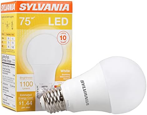 Led лампа SYLVANIA, Еквивалент на 75 W A19, Ефективна мощност 12 W, Средна База, Матирано покритие, 1100 Лумена, Бяла - 1 опаковка (74736)