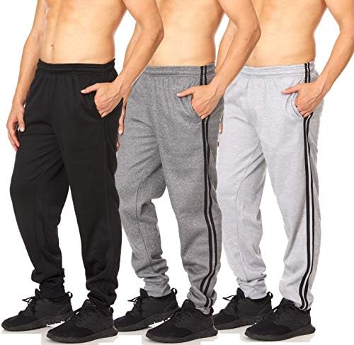 Джоггеры за мъже - 3 серии панталони за джогинг - Спортни Панталони с Джобове отвътре Tech Dry Fit - Активни