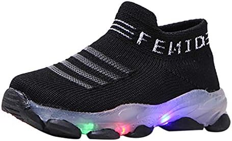 Run Boys/Mesh светещ обувки за малки момичета, Чорапи с led подсветка, ежедневни детски обувки с надпис, Размер