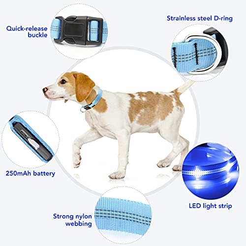 Яки Weesiber Light Up за кучета - Акумулаторна батерия led нашийник за кучета - Светещи в тъмното нашийник за