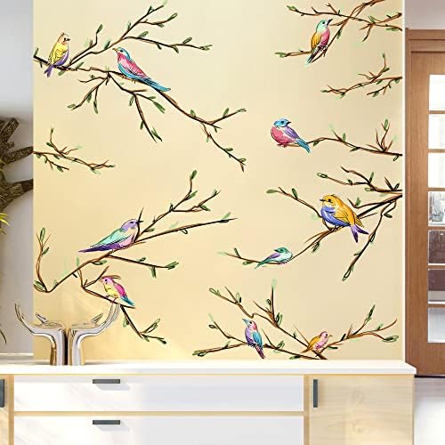 Amaonm 3D Творчески САМ Подвижни Птица на Клона на дървото Стикери за Стена, PVC Декорация на Дома, Интериор