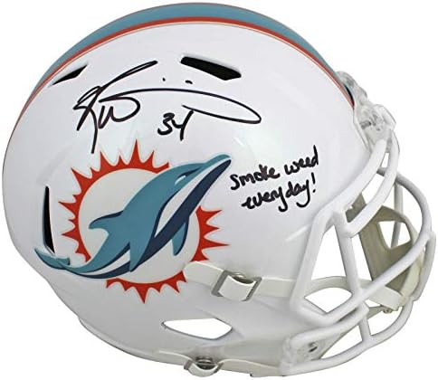 Делфините Рики Уилямс Пушат трева всеки ден Подписаха Каска F / S Speed Rep JSA - Каски NFL с автограф