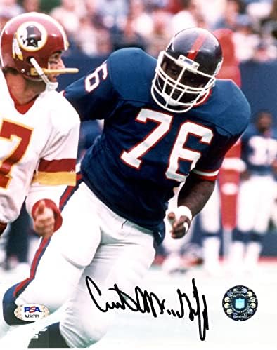 Къртис Макгрифф с автограф и подпис на 8x10 снимка NFL New York Giants PSA COA
