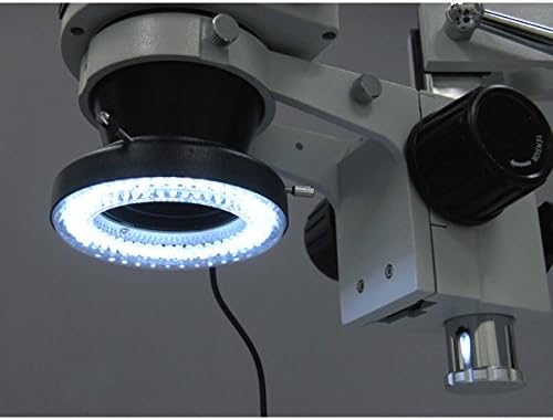 Професионален тринокулярный стереоскопичен увеличение на микроскопа AmScope SM-4TZ-144A, окуляры WH10x, увеличаване на 3,5 X-90X, обектив с увеличение от 0,7 X 4,5 X, четырехзонная led
