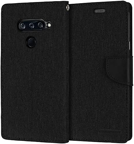 Платно портфейл GOOSPERY за LG V40 ThinQ Case (2018 г.), жан поставка, флип-надолу капачка (черна)