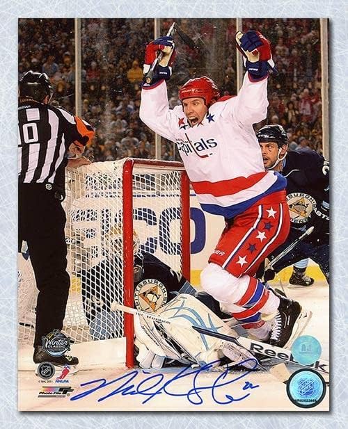 Майк Нобъл Вашингтон Кепитълс Подписа Снимка на 2011 Winter Classic 8x10 - Снимки на НХЛ с автограф