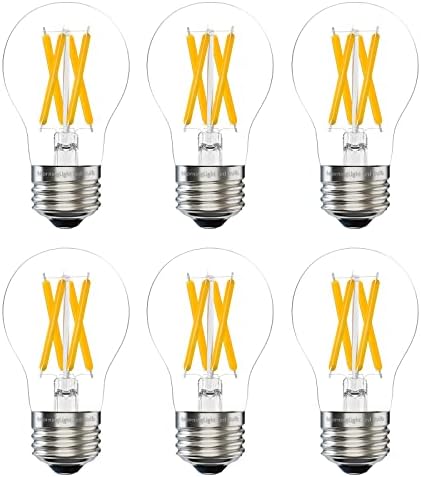 6 X led лампи A15, което е равно на 6,5 W, 60-Ваттная Лампа с регулируема яркост, 3000K, Меко Бяло Основа E26,