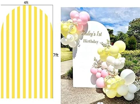 Фиванская Арка на Покрива Еластичен Фон в Жълтата Лента за рождения Ден на Baby Shower Party Decoration 4x7ft