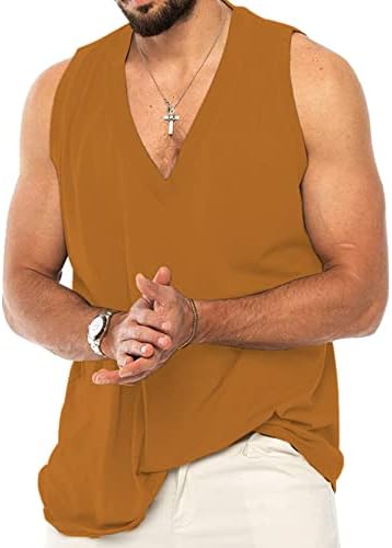 Мъжки Ежедневни Ризи Без Ръкави, Тениска с V-образно деколте, Спортни Ризи за Тренировки, Летни Плажни Ризи