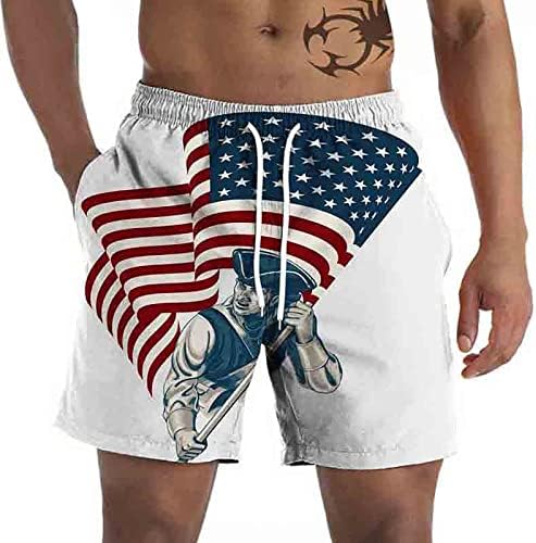 САЩ, 4 юли, Мъжки къси Панталони на Класически Намаляване с Плоска Предна част, Стрейчевые Къси Шорти с Принтом