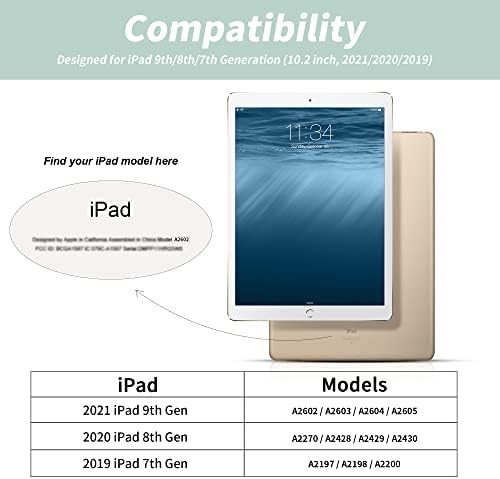 Калъф Aoub, съвместим с iPad 9th / 8th / 7th поколение, iPad 10.2 инча с държач за моливи, Тънък Мек Прозрачен