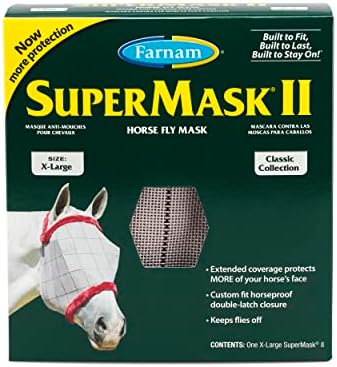 Летяща маска SuperMask II без уши за големи коне, напълно обхващащи лицето и защищающая очи на насекоми-вредители,