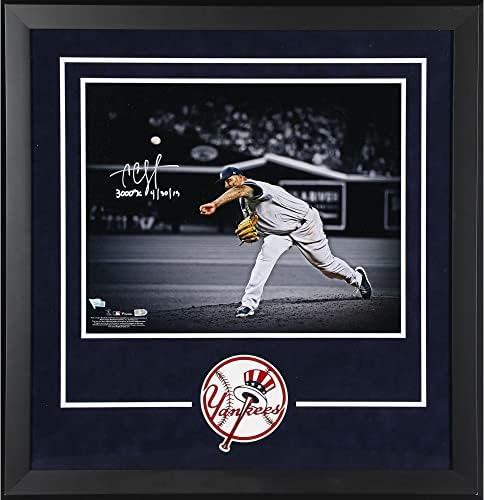 : Прекрасна снимка CC Sabathia Ню Йорк Янкис в рамка с размер 16 х 20 инча, с автограф от 3000-ти вычеркнутого прожектор с надпис 3000th K 4/30/19 с автограф от MLB Photos