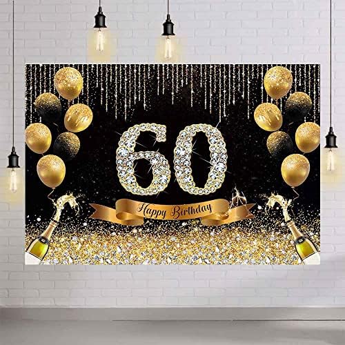 AIBIIN 7x5ft Черно-Златния Фон на 60-ия рожден ден, Поздрави на 60-Годишнината на Фон За Снимки, Женски Златни