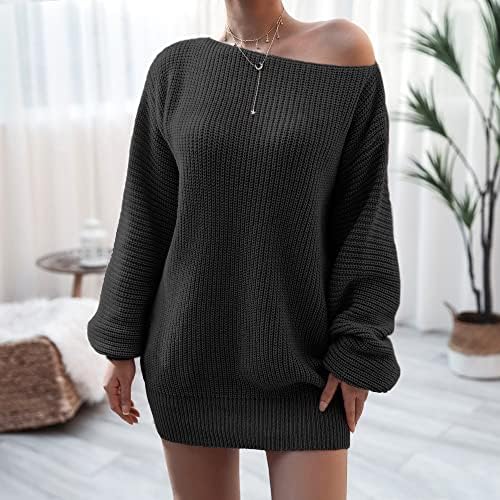 Жена Пуловер с открити рамене, Ежедневното Свободно Вязаное Рокля-Пуловер С Открити Рамене, Ежедневна Рокля-Пуловер