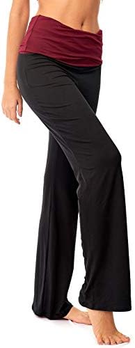 Дамски Ластични Панталони DEAR SPARKLE С флип от облегалката За йога | Контрастиращи Свободни Панталони За бременни