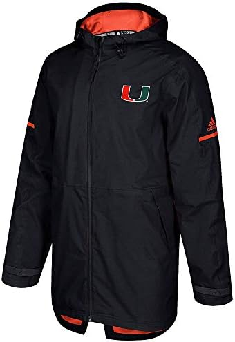 мъжки дрехи за дъжд адидас Маями Hurricanes NCAA Climawarm Черен цвят с цип Гейм дизайн