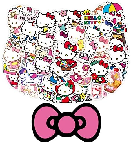 Ctue Kawaii Stickers Пакет 50 БР., Бялата тема Hello Kitty, Водоустойчив Стикер за Бутилки с Вода, Водоустойчив