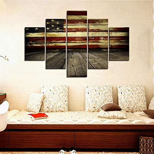 Дървени стенни Пана с Флага на сащ за Всекидневната, Живопис върху Платно, Ретро Флаг на САЩ, Непринуден Декор