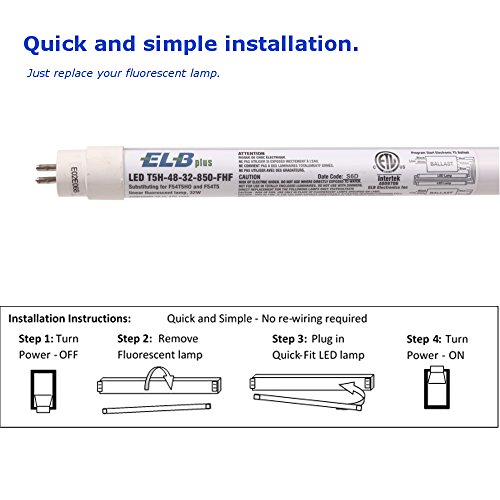 ELB Electronics LED T5H-48-32-850- FHF 10-Комплектен led T5H-48-32-850- FHF, Plug led лампа Т5 HO, 4 ', 30 W,