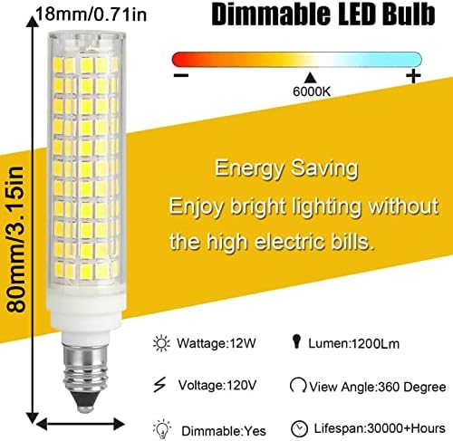4 Опаковки E11 Led Лампа 12 Вата с регулируема яркост Мини-Свещници T4 База E11 Крушка 120 W Еквивалентна Замяна