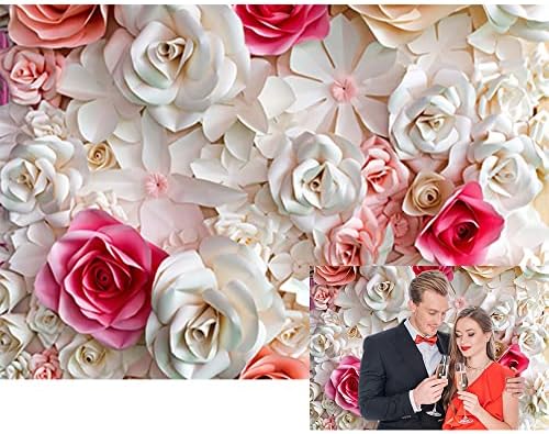 Baocicco 5x3 фута Розови и бели Хартиени Цветя Фонова Снимка Фон Книжен Цветна Стена Прекрасни Сватбени Флорални