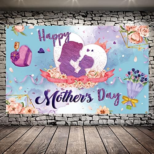 МЕЛТЕЛОТ Лилаво Банер На Заден план От Деня на майката, Украса за парти в чест на Деня на Майката е под формата