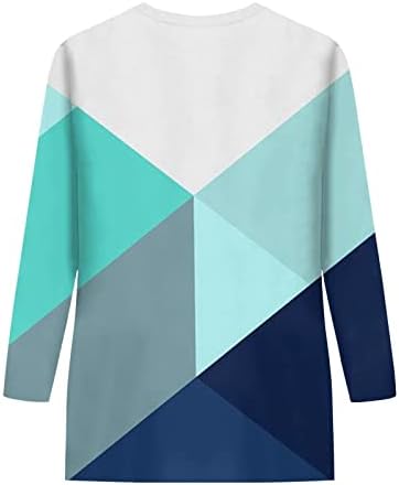 Дамски Пролетно-Лятна Тениска с дълъг ръкав и кръгло деколте и ръкав Три Четвърти, Блуза, С Геометричен Цветен