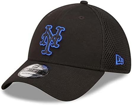 Нова Ера Неподправена Мъжка Шапка Метс Black Нео Team 39THIRTY Flex Hat Шапка-шапка Поздрав служба в Ню Йорк