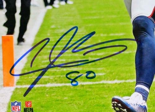 Андре Джонсън подписа снимка Houston Texans 8x10 White JSY-JSA Auth W * Blue - Снимки NFL с автограф