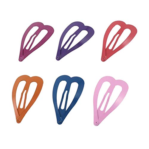 PULABO Полезни и практични Дамски Цветни Метални Щипки за коса във формата на сърце с извити копчета, Щипки