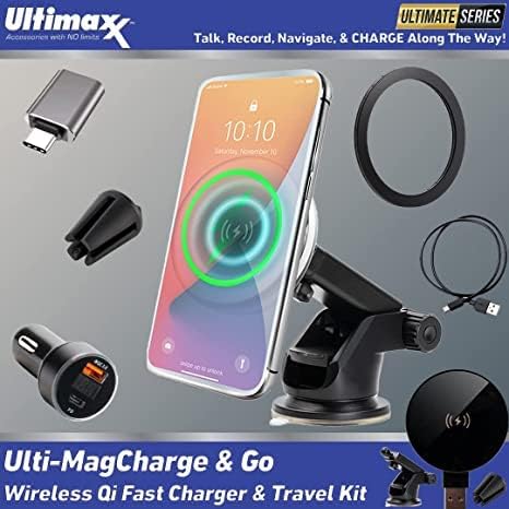 Бързо безжично зарядно устройство Ultimaxx Qi и пътен комплект. Удължителен кабел с Магнитен Пръстен USB-C Адаптер