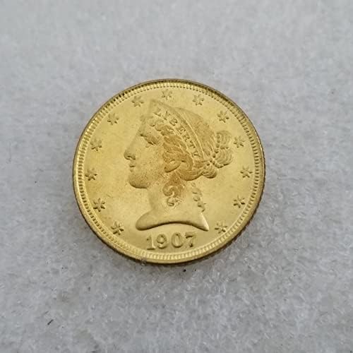 QINGFENG Старинни ръчно изработени продукти, Американската Версия на 1907 D Златна Монета Сребърен Долар Кръгла